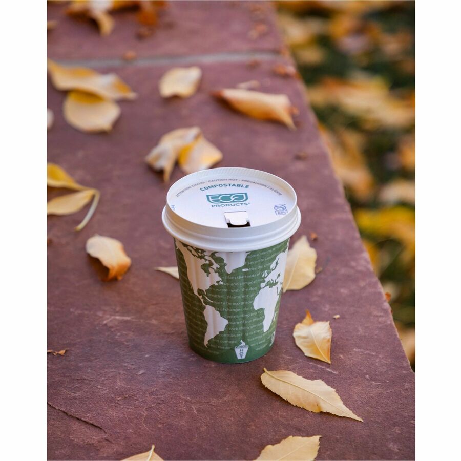 Eco-Products 12 oz World Art Insulated Hot Beverage Cups - fl - Green - Drink - 600 / Carton