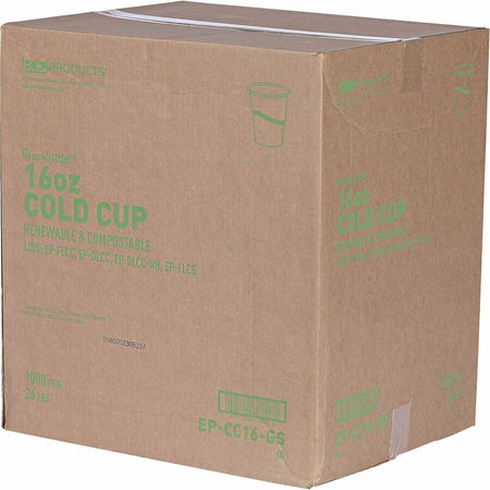 Eco-Products 16 oz GreenStripe Cold Cups - fl - Clear Green - Polylactic Acid (PLA) - Drink - 50/Pack - 20 / Carton