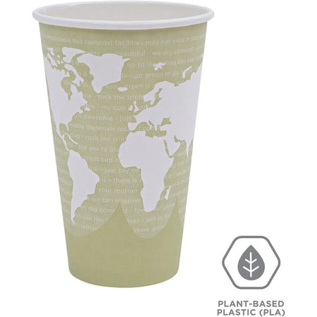 Eco-Products 16 oz World Art Hot Beverage Cups - fl - Multi - Paper Resin - Drink - 50/Pack - 20 / Carton