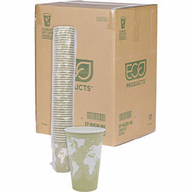 Eco-Products 16 oz World Art Hot Beverage Cups - fl - Multi - Paper Resin - Drink - 50/Pack - 20 / Carton