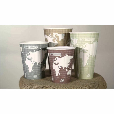 Eco-Products 16 oz World Art Insulated Hot Beverage Cups - fl - Tan - Drink - 600 / Carton