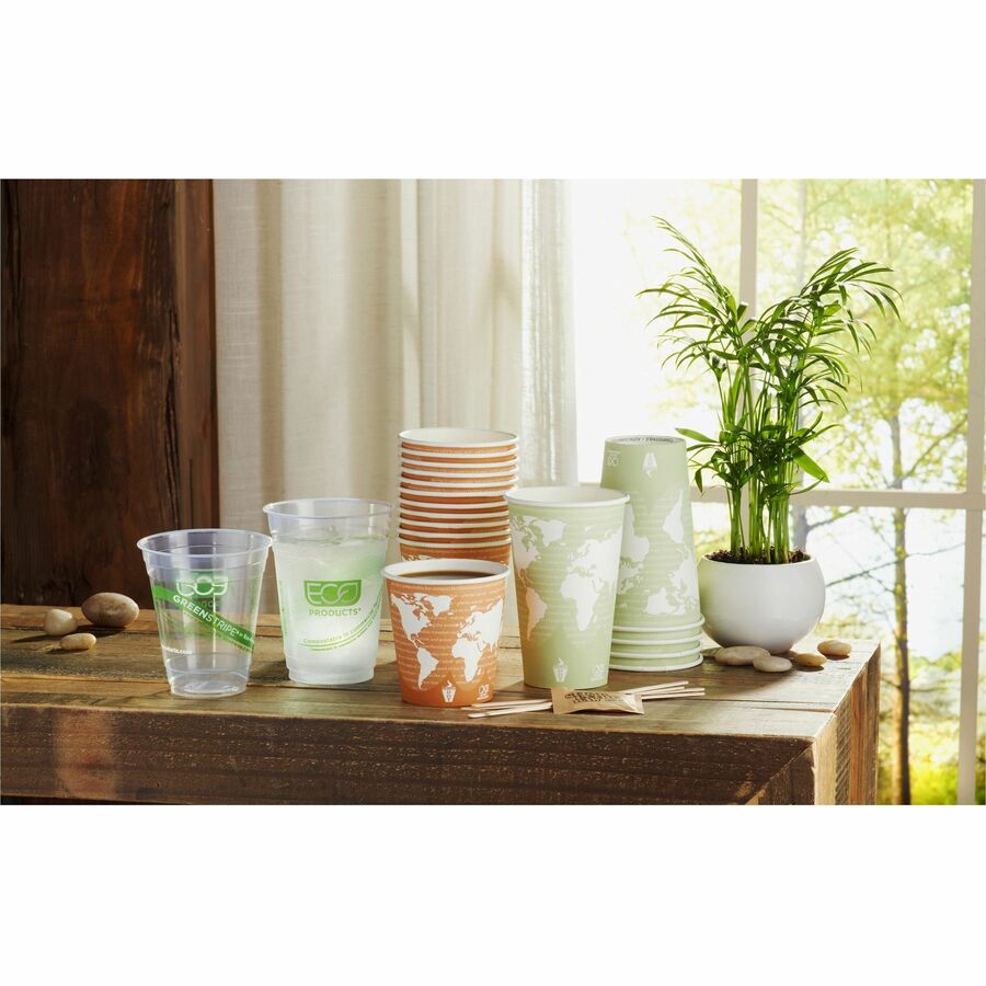 Eco-Products 16 oz World Art Insulated Hot Beverage Cups - fl - Tan - Drink - 600 / Carton