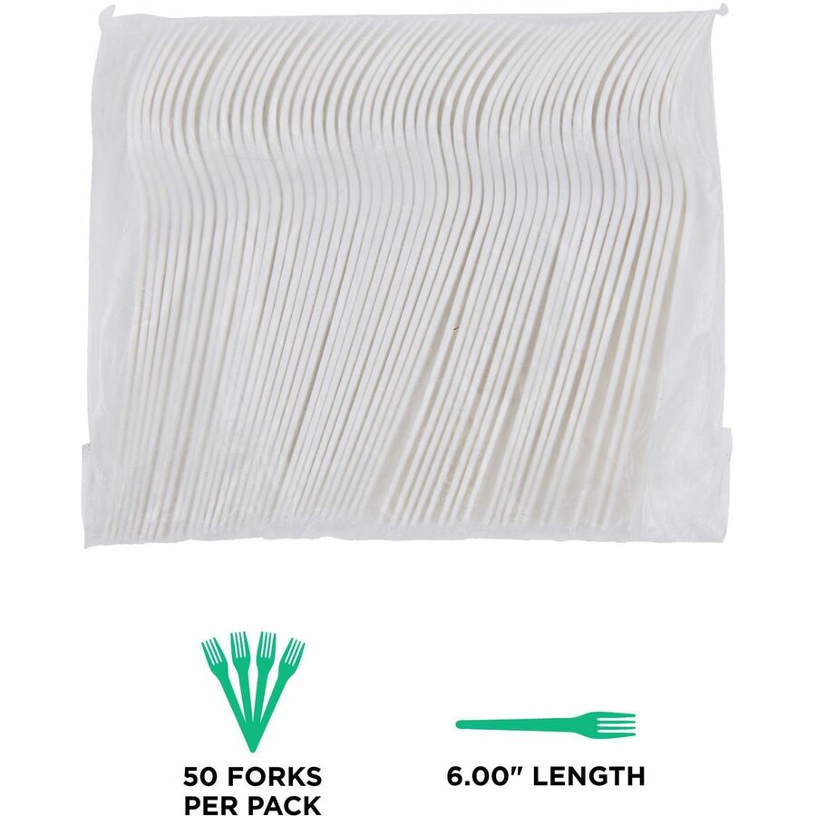 Eco-Products 6’’ Plantware High-heat Forks - 1 Piece(s) - Fork - x - Disposable - Pearl White - 50/Pack - 20 / Carton