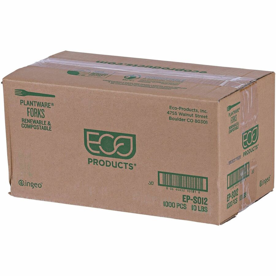 Eco-Products 6’’ Plantware High-heat Forks - 1 Piece(s) - Fork - x - Disposable - Pearl White - 50/Pack - 20 / Carton