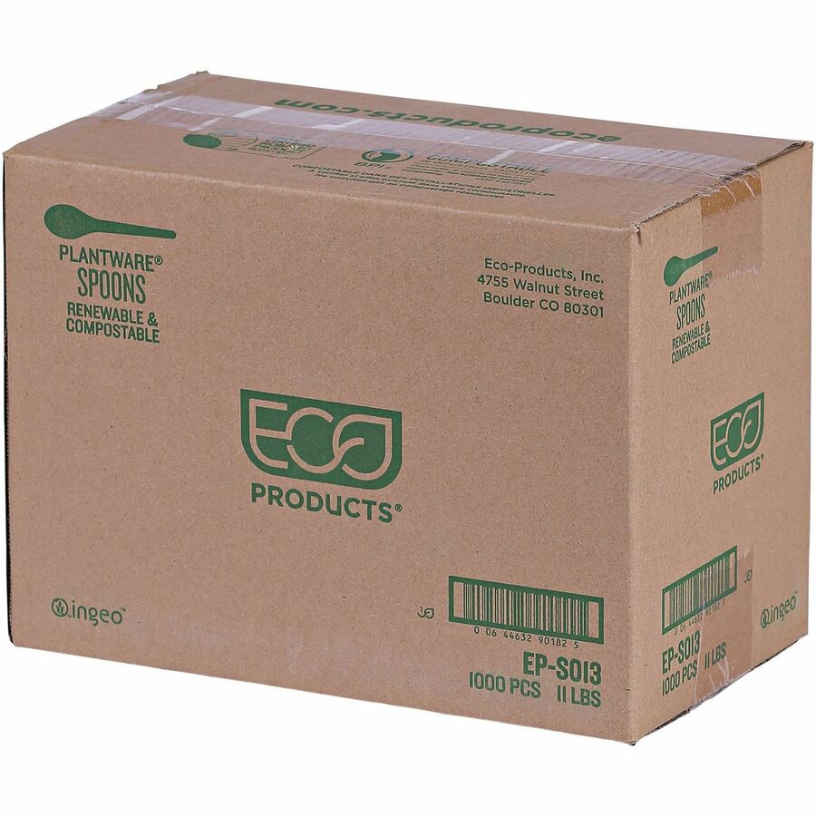 Eco-Products 6’’ Plantware High-heat Spoons - 1 Piece(s) - Spoon - x - Disposable - Pearl White - 50/Pack - 20 / Carton
