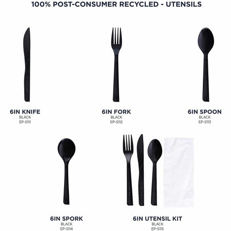 Eco-Products 6’’ Recycled Polystyrene Spoons - Black - 50/Pack - 20 / Carton - Cutlery