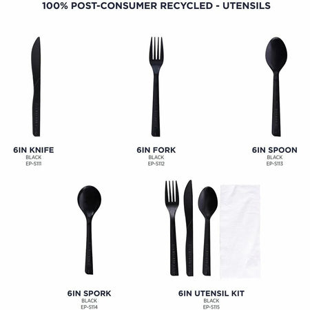 Eco-Products 6’’ Recycled Polystyrene Spoons - Black - 50/Pack - 20 / Carton - Cutlery