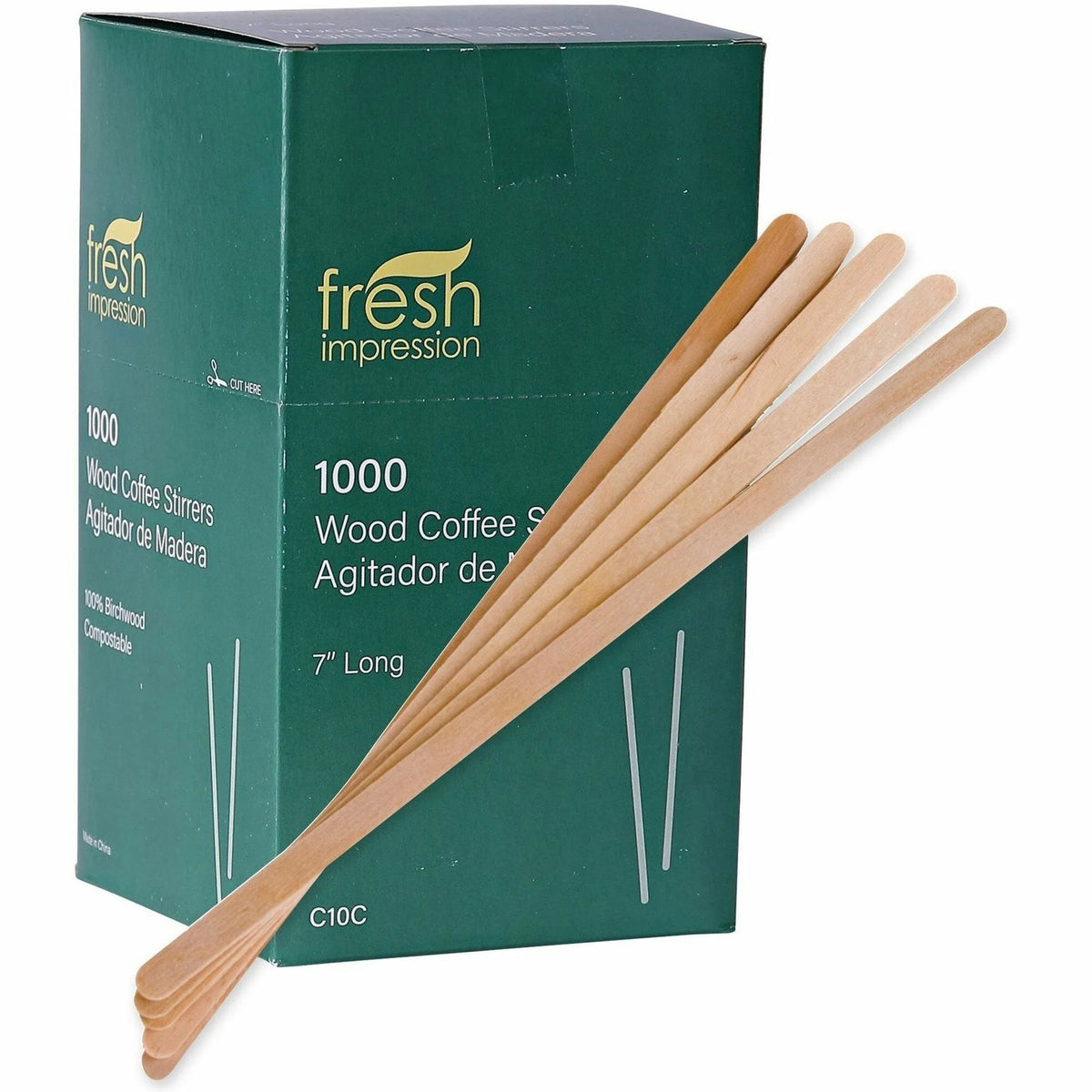 Eco-Products 7’’ Wooden Stir Sticks - Sustainable Woodgrain - 1000 Pack - Stirrers