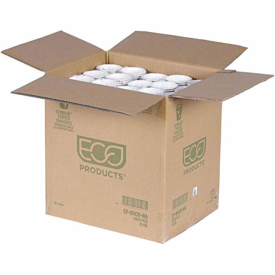 Eco-Products 8 oz World Art Hot Beverage Cups - fl - Multi - Paper Resin - Drink - 50/Pack - 20 / Carton