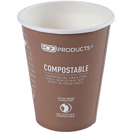 Eco-Products 8 oz World Art Hot Beverage Cups - fl - Multi - Paper Resin - Drink - 50/Pack - 20 / Carton