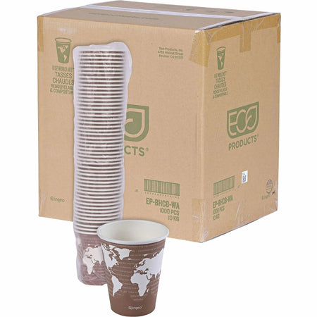 Eco-Products 8 oz World Art Hot Beverage Cups - Sustainable Drink