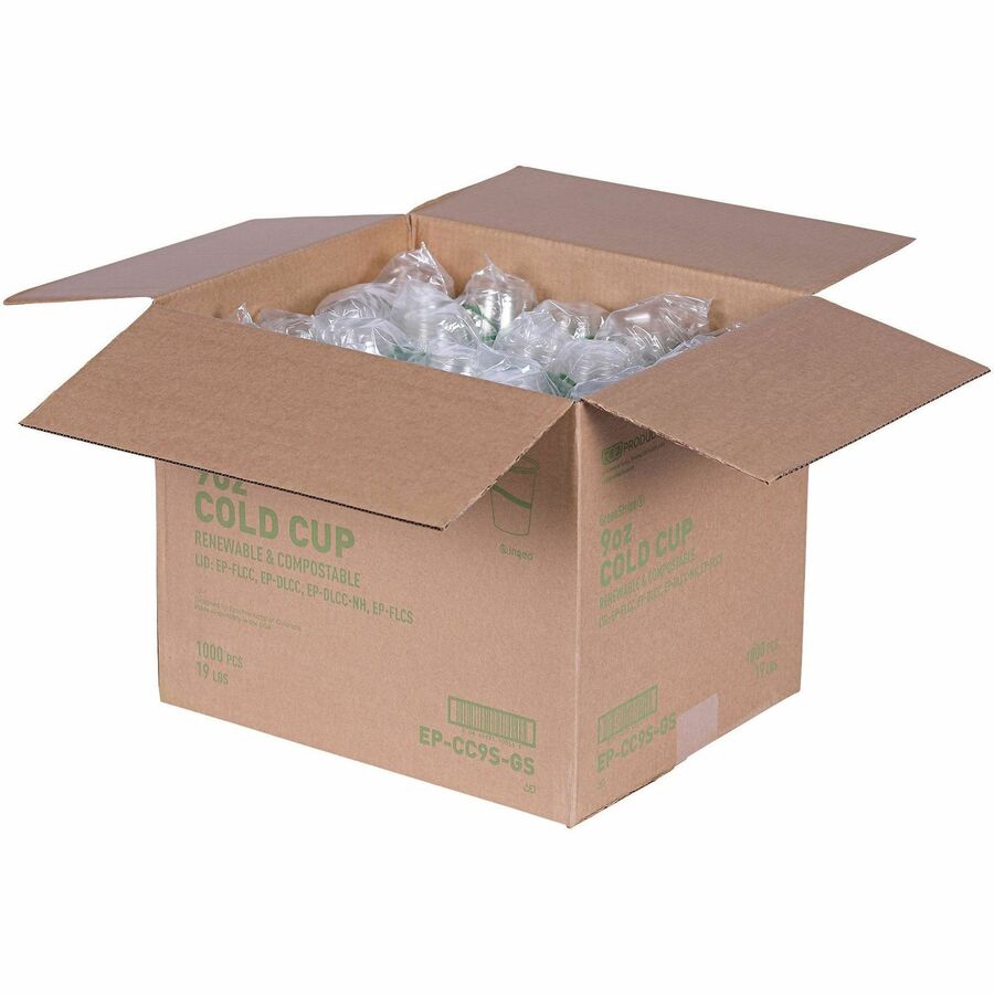Eco-Products 9 oz GreenStripe Cold Cups - fl - Clear - Polylactic Acid (PLA) - Drink - 50/Pack - 20 / Carton