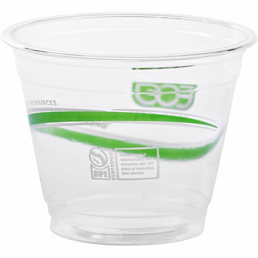 Eco-Products 9 oz GreenStripe Cold Cups - fl - Clear - Polylactic Acid (PLA) - Drink - 50/Pack - 20 / Carton