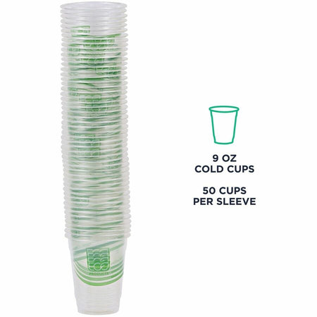 Eco-Products 9 oz GreenStripe Cold Cups - fl - Clear - Polylactic Acid (PLA) - Drink - 50/Pack - 20 / Carton