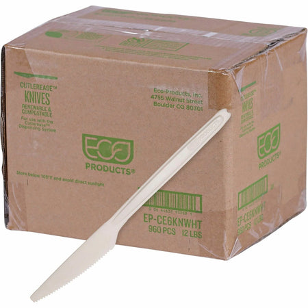 Eco-Products Cutlerease Dispensable Knives - White Knife - 960/Carton - Cutlery