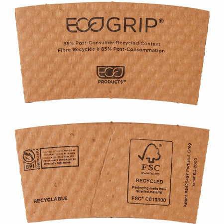Eco-Products EcoGrip Hot Cup Sleeve - Kraft - 1300/Carton - Cups