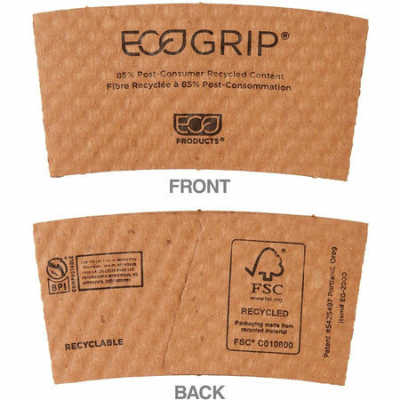 Eco-Products EcoGrip Hot Cup Sleeve - Kraft - 1300 / Carton - Cups