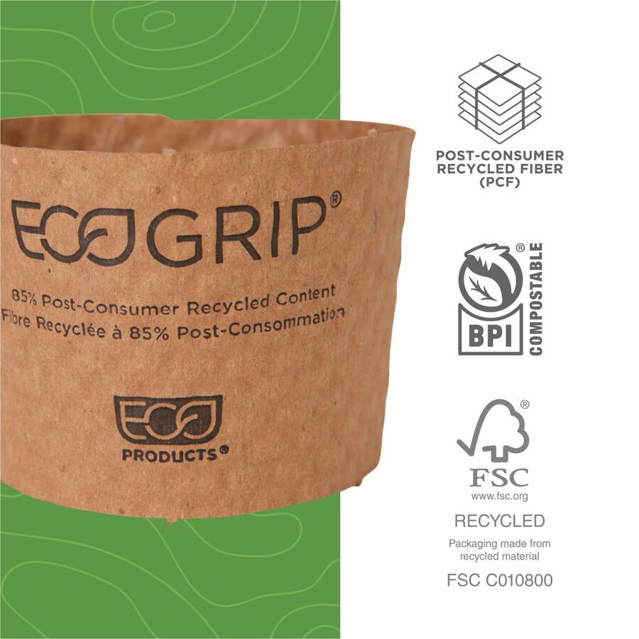 Eco-Products EcoGrip Hot Cup Sleeve - Kraft - 1300 / Carton - Cups