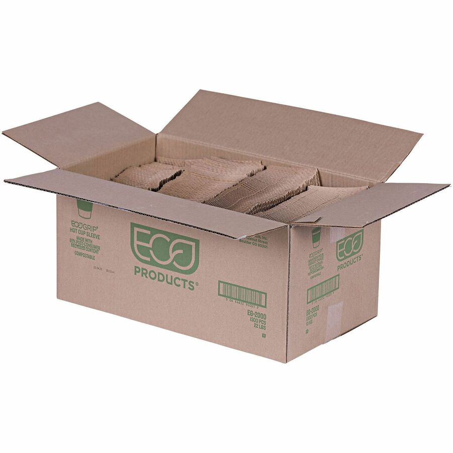 Eco-Products EcoGrip Hot Cup Sleeve - Kraft - 1300 / Carton - Cups