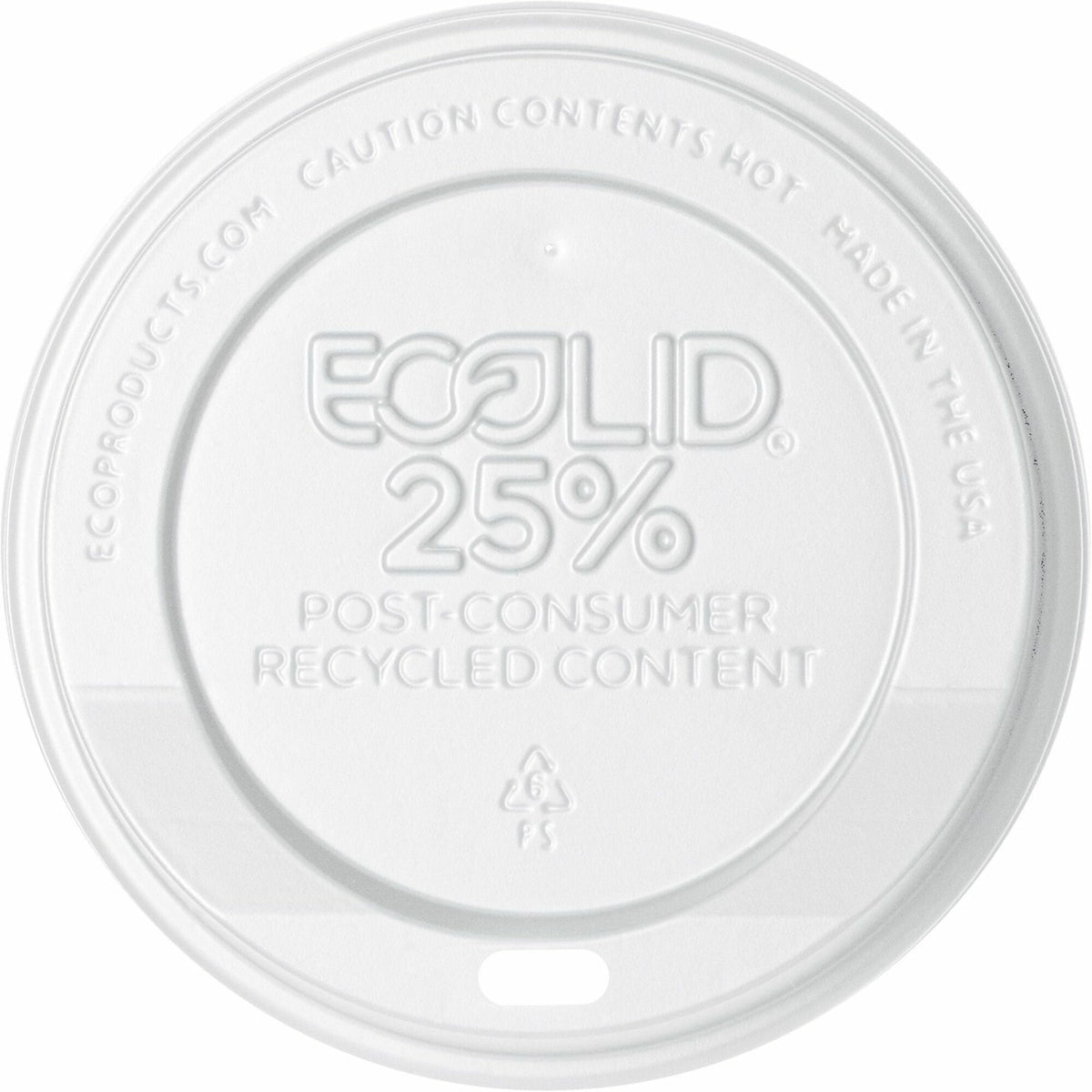 Eco-Products Evolution World Hot Cup Lids - Polystyrene - White - 1000 / Carton - Cups