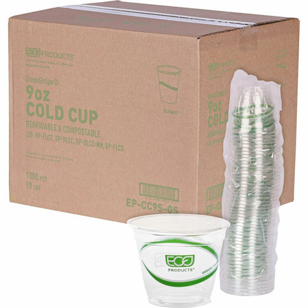 Eco-Products GreenStripe Cold Cups - 9 oz Clear PLA Drink
