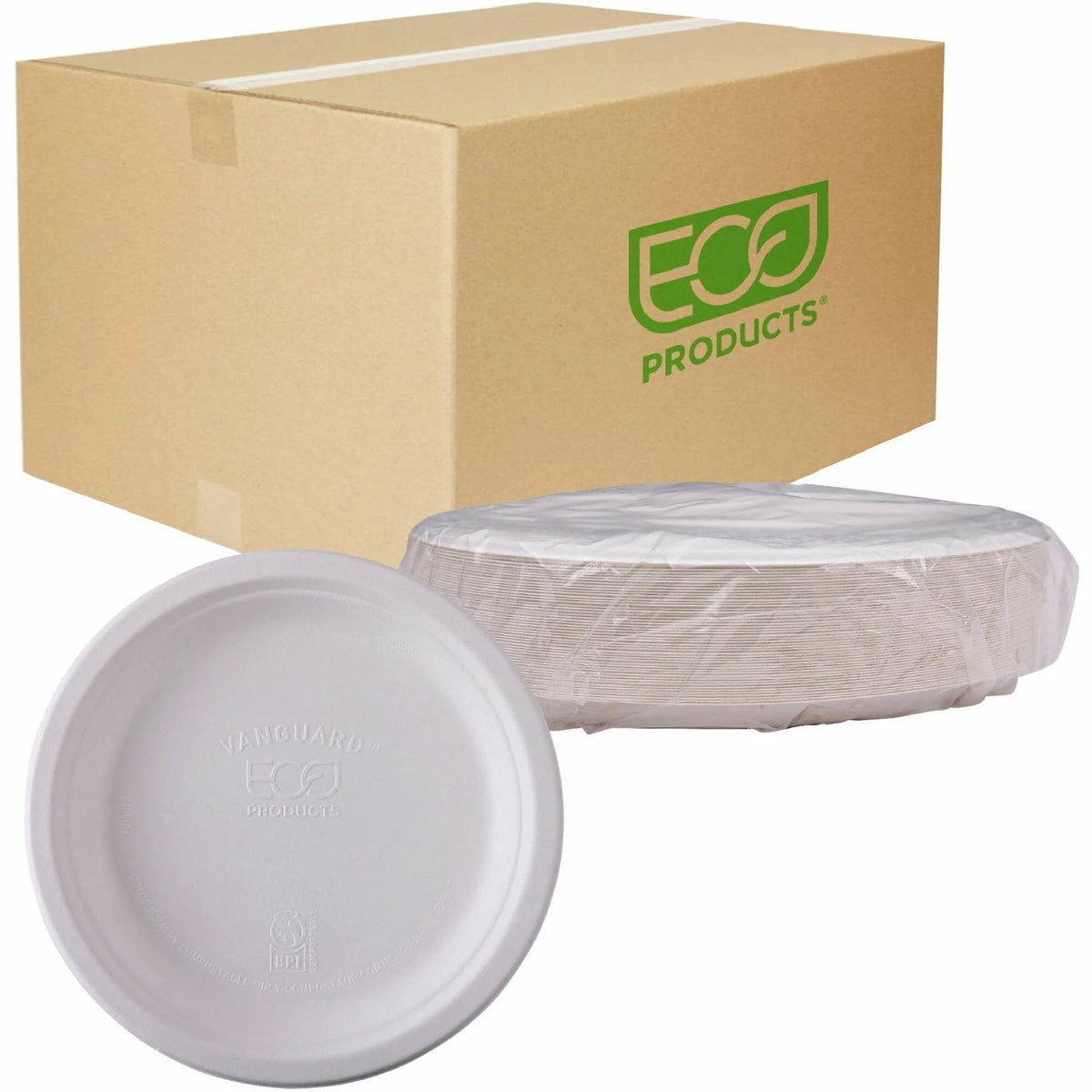 Eco-Products Vanguard 10’’ Sugarcane Plates - Disposable Breakroom