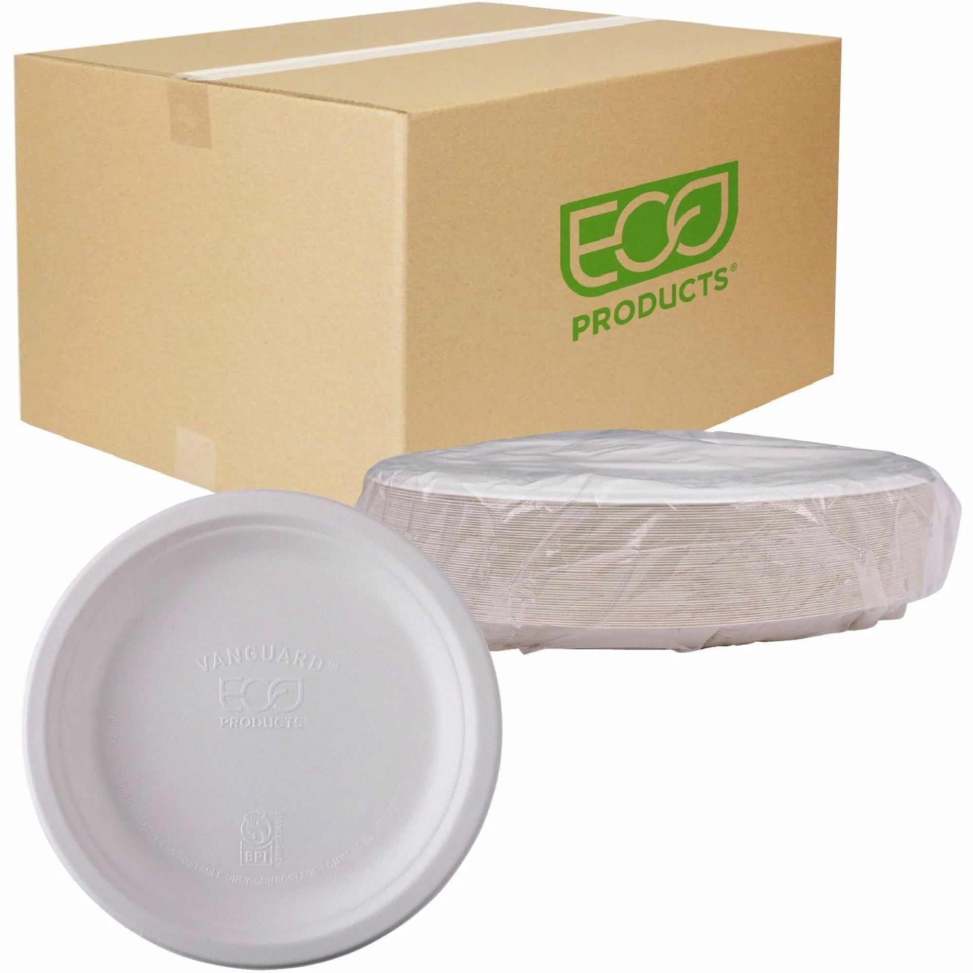 Eco-Products Vanguard 10’’ Sugarcane Plates - Disposable Breakroom