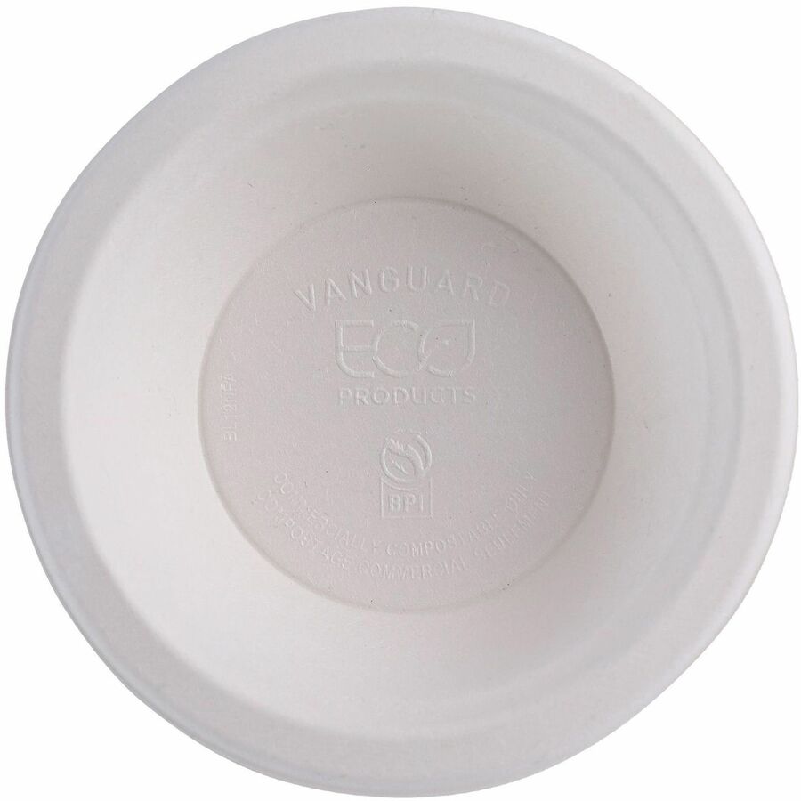 Eco-Products Vanguard 12 oz Sugarcane Bowls - Breakroom - Disposable - Microwave Safe - White - Fiber Body
