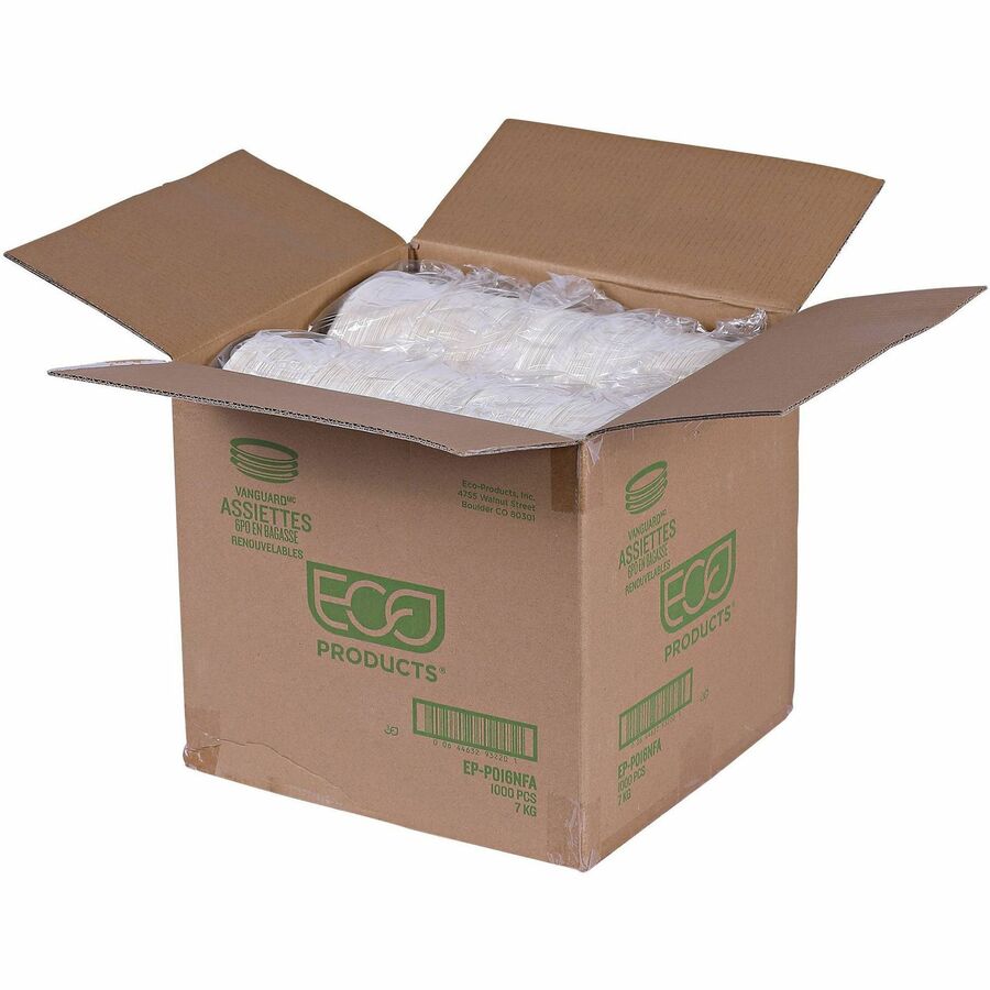 Eco-Products Vanguard 6’’ Sugarcane Plates - Breakroom - Disposable - Microwave Safe - Diameter - White