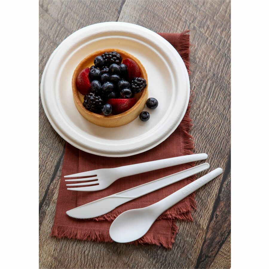 Eco-Products Vanguard 6’’ Sugarcane Plates - Breakroom - Disposable - Microwave Safe - Diameter - White