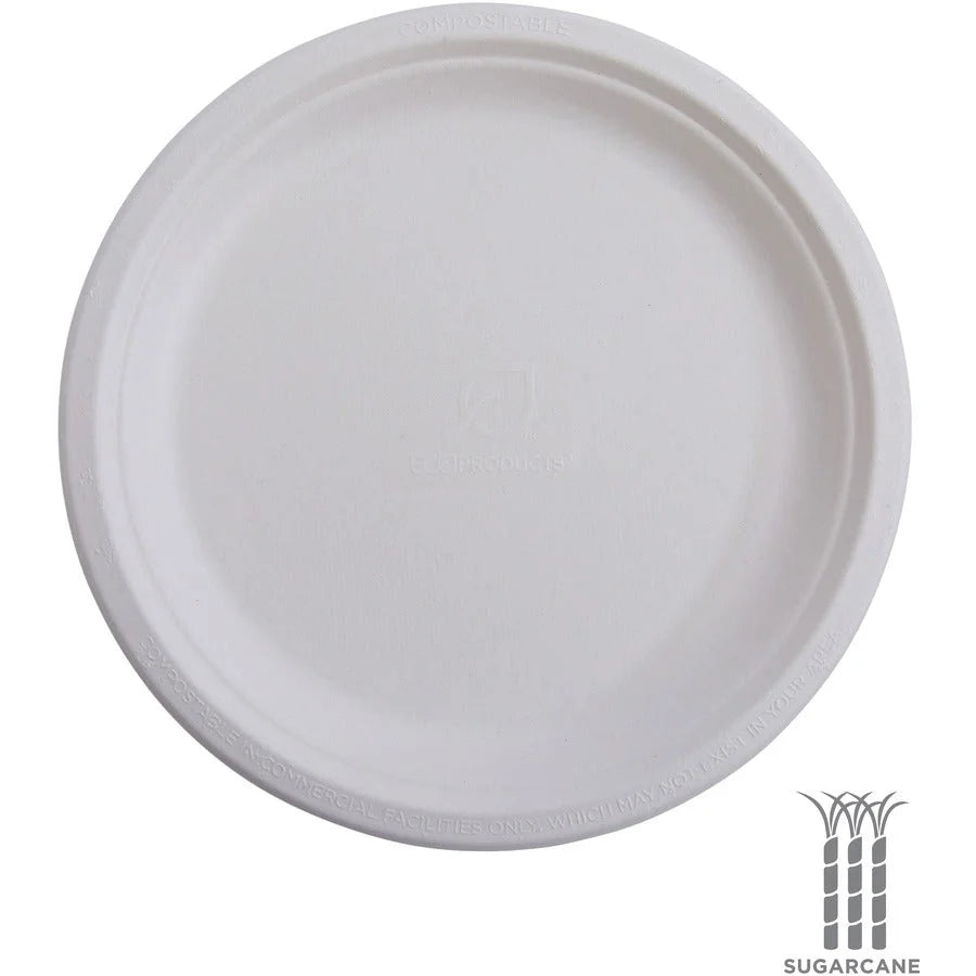 Eco-Products Vanguard 6’’ Sugarcane Plates - Disposable Breakroom
