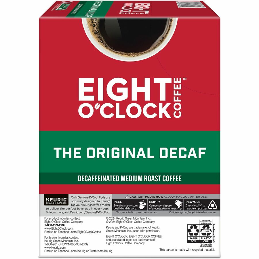 Eight O’Clock K-Cup Coffee - Compatible with Keurig Brewer - Medium - Arabica Decaf Original - Decaffeinated