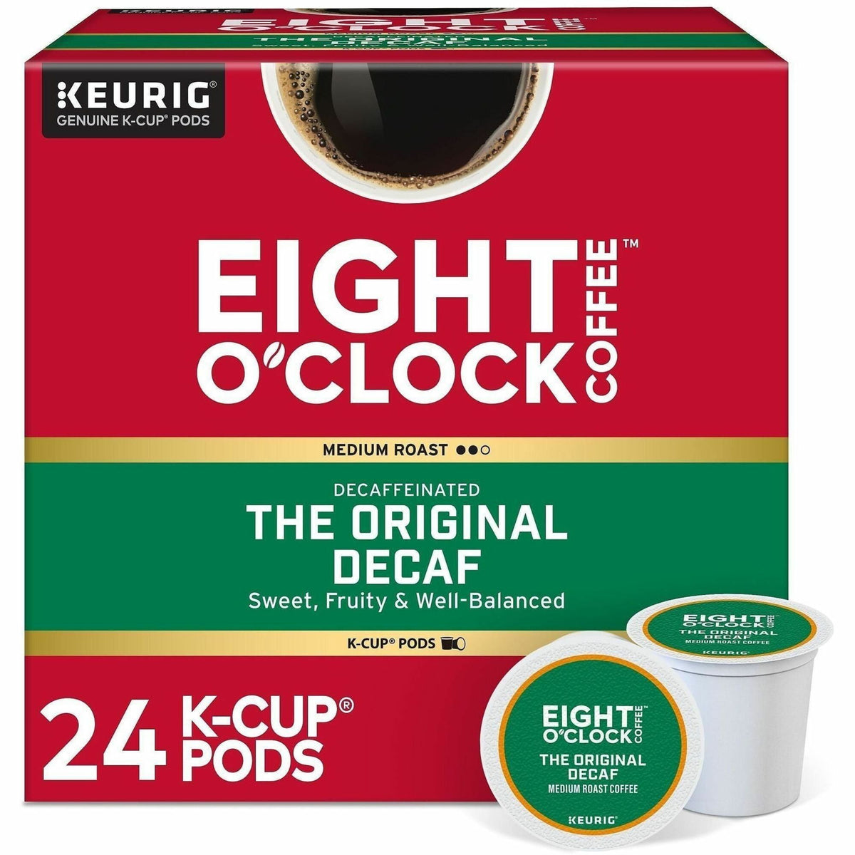 Eight O’Clock K-Cup The Original Decaf Coffee - Compatible with Keurig Brewer - Medium - Decaffeinated