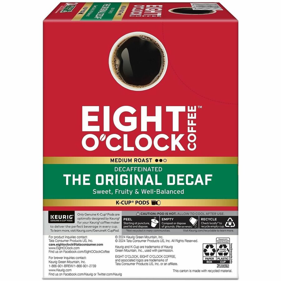 Eight O’Clock K-Cup The Original Decaf Coffee - Compatible with Keurig Brewer - Medium - Decaffeinated