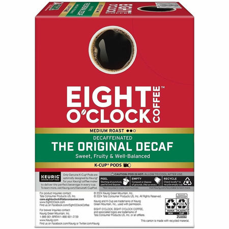Eight O’Clock K-Cup The Original Decaf Coffee - Compatible with Keurig Brewer - Medium - Decaffeinated