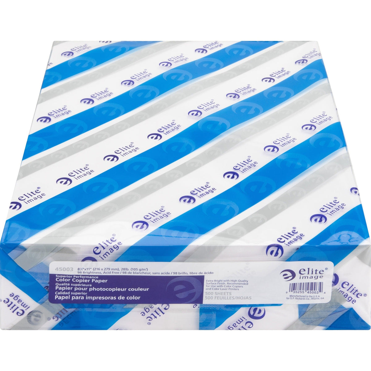 Elite Image Color Copier Paper - White - 98 Brightness - Letter - 8 1/2’’ x 11’’ - 28 lb Basis Weight - Smooth - 500