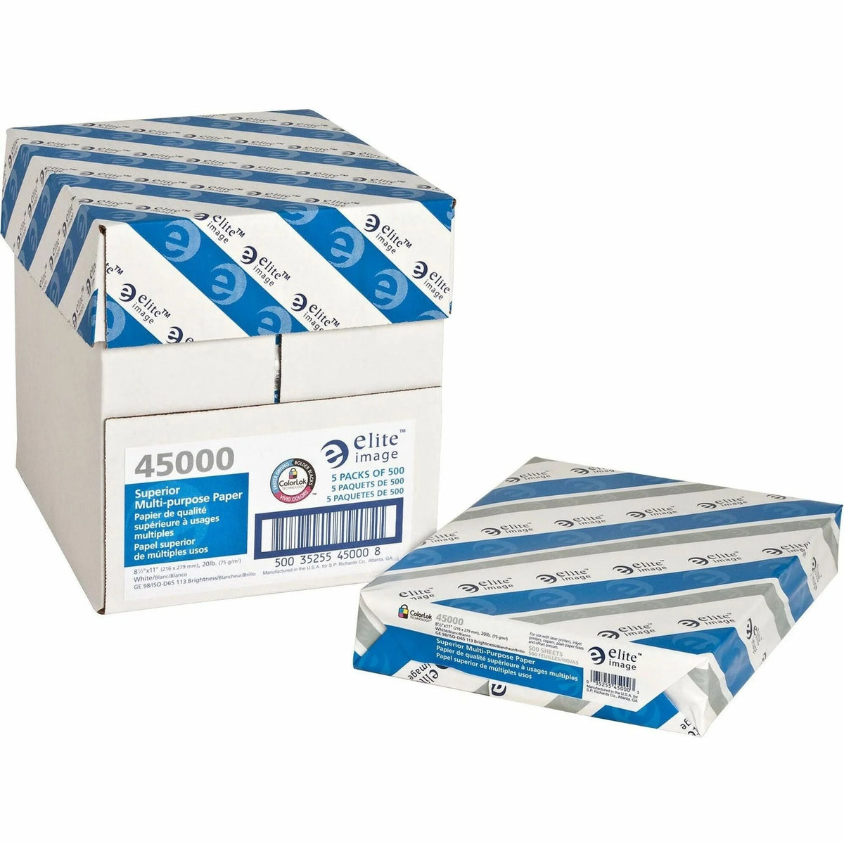 Elite Image Multipurpose Paper 8 1/2’’ x 11’’ White 5 / Carton 98 Brightness 20 lb Basis Weight Letter Sustainable