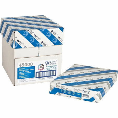 Elite Image Multipurpose Paper 8 1/2’’ x 11’’ White 5 / Carton 98 Brightness 20 lb Basis Weight Letter Sustainable