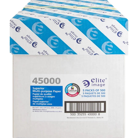 Elite Image Multipurpose Paper 8 1/2’’ x 11’’ White 5 / Carton 98 Brightness 20 lb Basis Weight Letter Sustainable