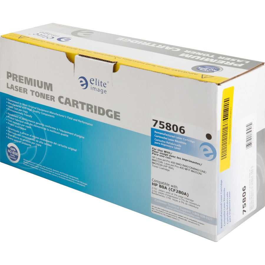 Elite Image Remanufactured Laser Toner Cartridge 80A (CF280A) - Black - 1 Each - Left