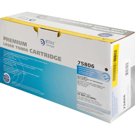 Elite Image Remanufactured Laser Toner Cartridge 80A (CF280A) - Black - 1 Each - Left