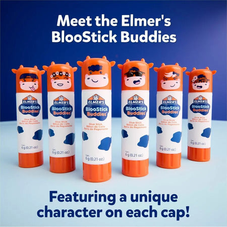 Elmer’s BlooStick Buddies Glue Sticks - 0.21 oz - Blue - 48 Pack