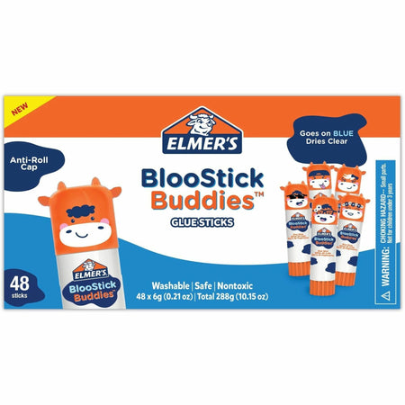 Elmer’s BlooStick Buddies Glue Sticks - 0.21 oz - Blue - 48 / Box