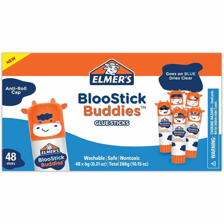 Elmer’s BlooStick Buddies Glue Sticks - 0.21 oz - Blue - 48 Pack