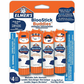 Elmer’s BlooStick Buddies Glue Sticks - 0.21 oz - Blue - 4 / Pack