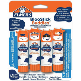 Elmer’s BlooStick Buddies Glue Sticks - 0.21 oz - Blue - 4 / Pack