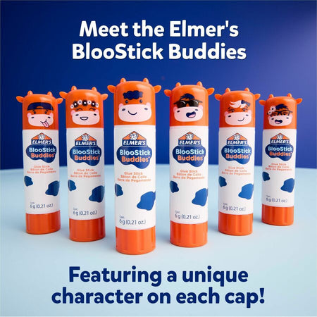 Elmer’s BlooStick Buddies Glue Sticks - 0.21 oz - Blue - 4 / Pack