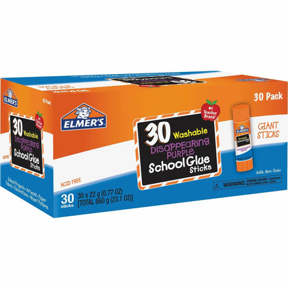 Elmer’s Disappearing Purple School Glue Sticks - 30-Pack 0.77 oz