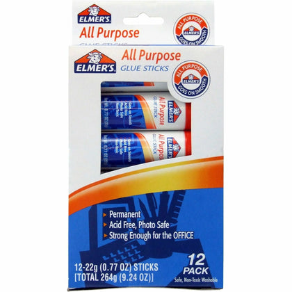 Elmer’s Glue Sticks: All-Purpose Washable - White - 0.77 oz - 12 Pack - Sticks