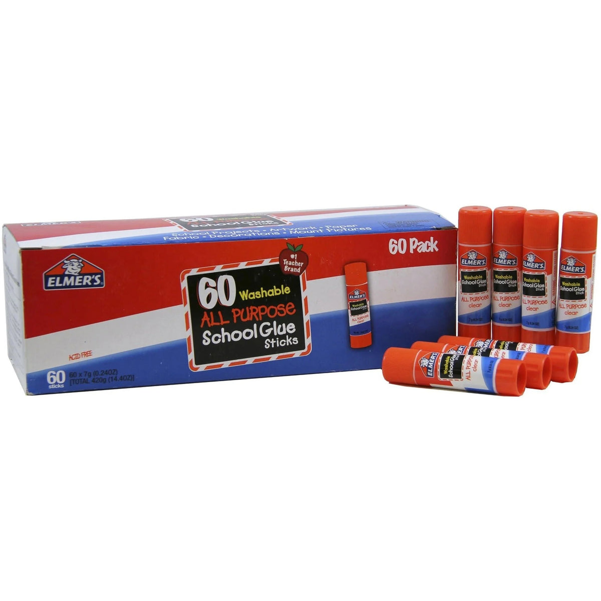 Elmer’s Glue Sticks Pack - 0.24 oz - White - 60